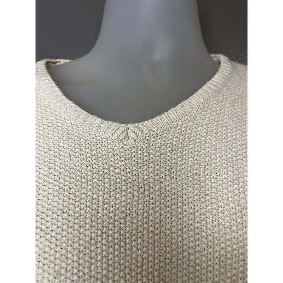 Vintage Structure Sweater Mens Large Cream Textured Crewneck Ramie Blend 90s - Picture 3 of 7